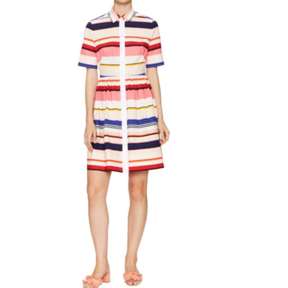 Kate Spade Spice It Up Berber Stripe Shirt Dress 12 NWT